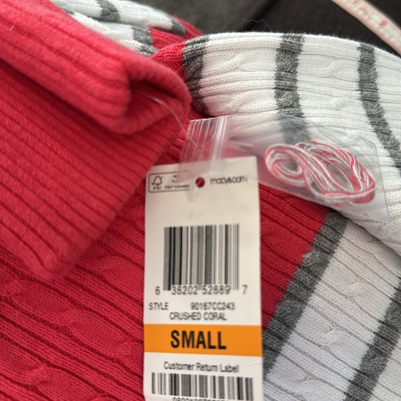 Karen Scott Pink and White Crew Neck knit top size small - Picture 5 of 6